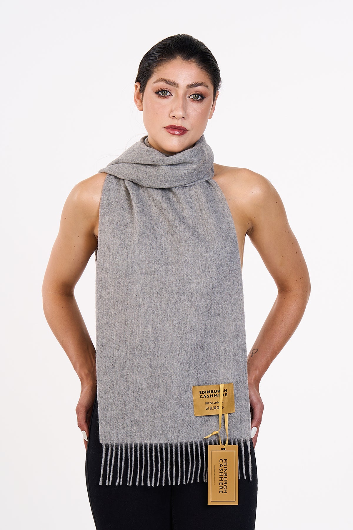 100% Pure Extra Fine Wool Scarf Grey