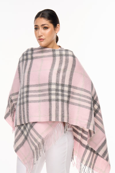 Cape Exclusive Iconic DC Classic Pink Poncho 100% Pure Lambswool