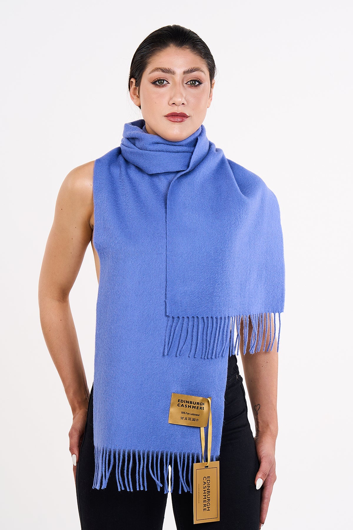 100% Pure Cashmere Scarf Light Blue - Small Size