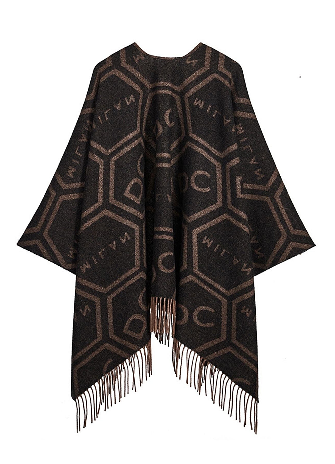 Exclusive Iconic Design Cape Brown Poncho 100% Pure Wool