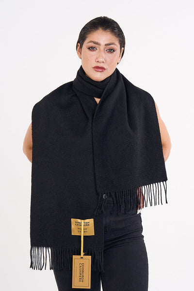 100% Pure Cashmere Scarf Black - Small Size