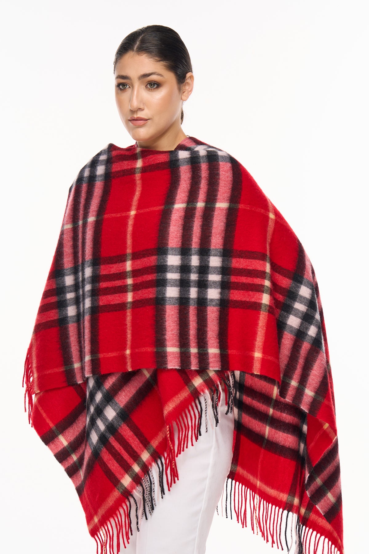 Cape DC Classic Red Poncho 100% Pure Lambswool