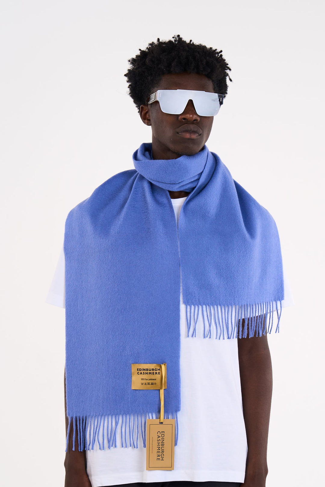 100% Pure Extra Fine Wool Scarf Light Blue | Edinburgh Cashmere