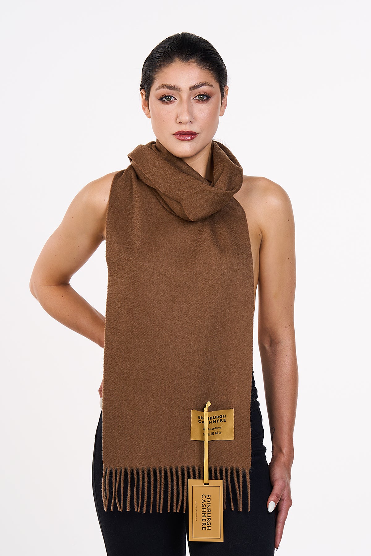 100% Pure Extra Fine Wool Scarf Brown