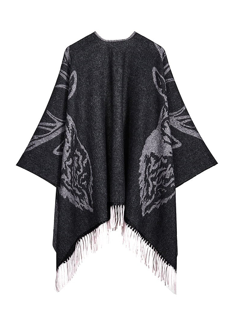Cape Stag Grey Poncho 100% Pure Lambswool