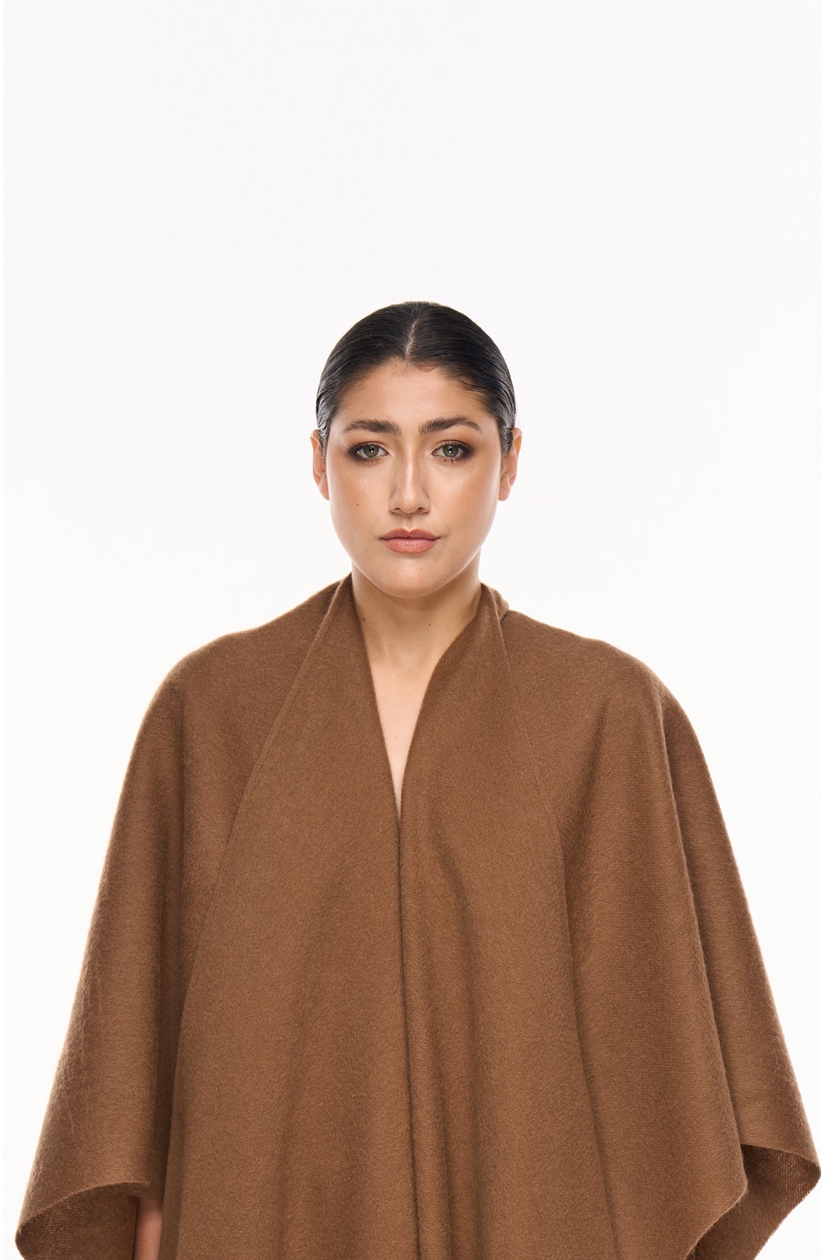 Plain Cape Brown Poncho 100% Pure Lambswool
