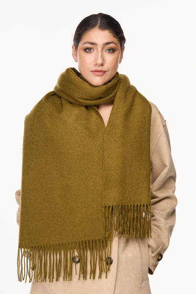 Plain Scarf Green Oversized Wrap 100% Pure Lambswool