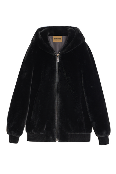 Men's Hooded Fur Jacket Exclusive Design - Black