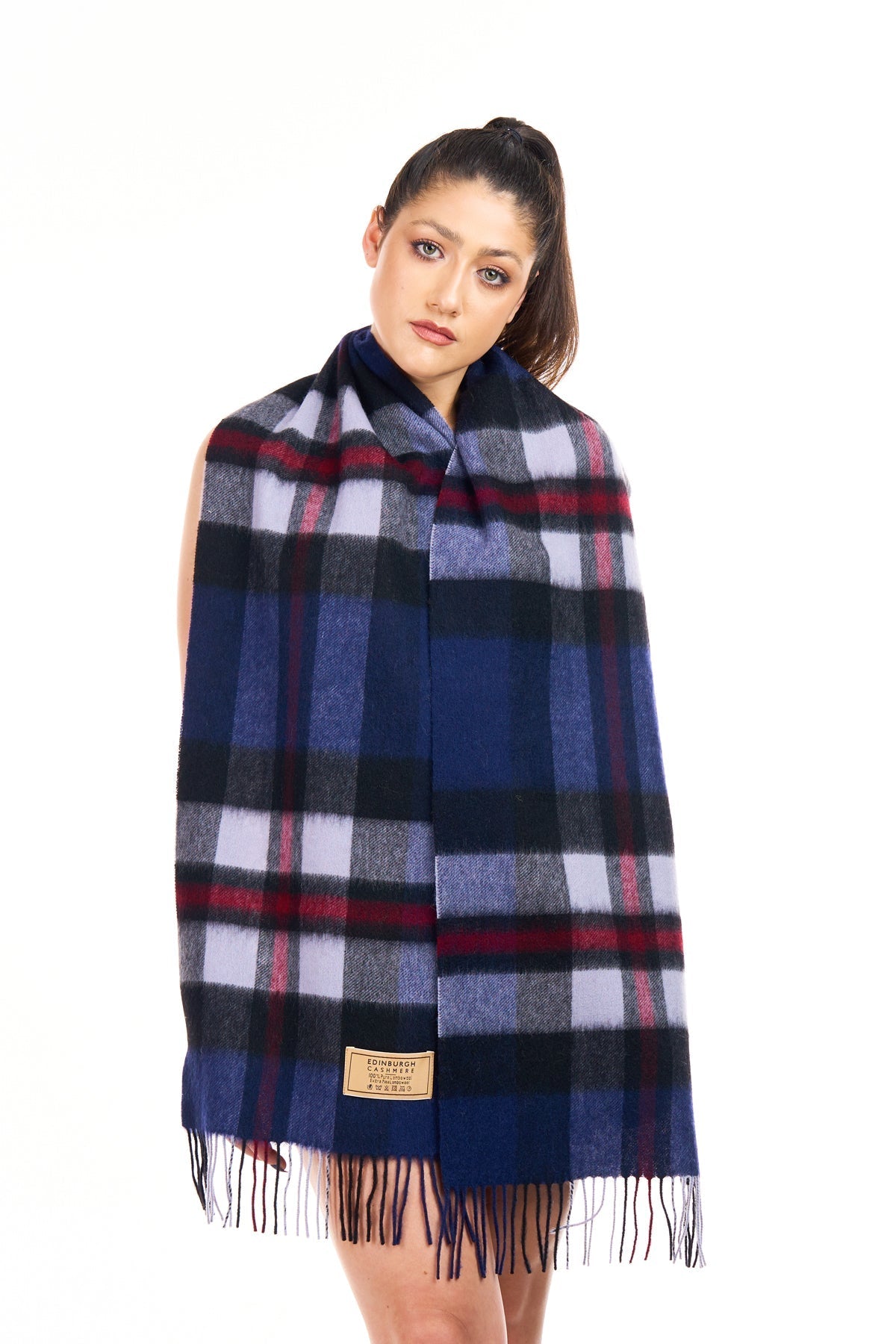 100% Pure Cashmere Scarf Scottish Design Navy