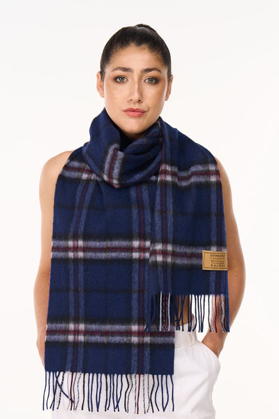 100% Pure Cashmere Scarf Thomson Navy Tartan