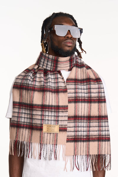 100% Pure Children's Cashmere Scarf Stewart Camel Tartan