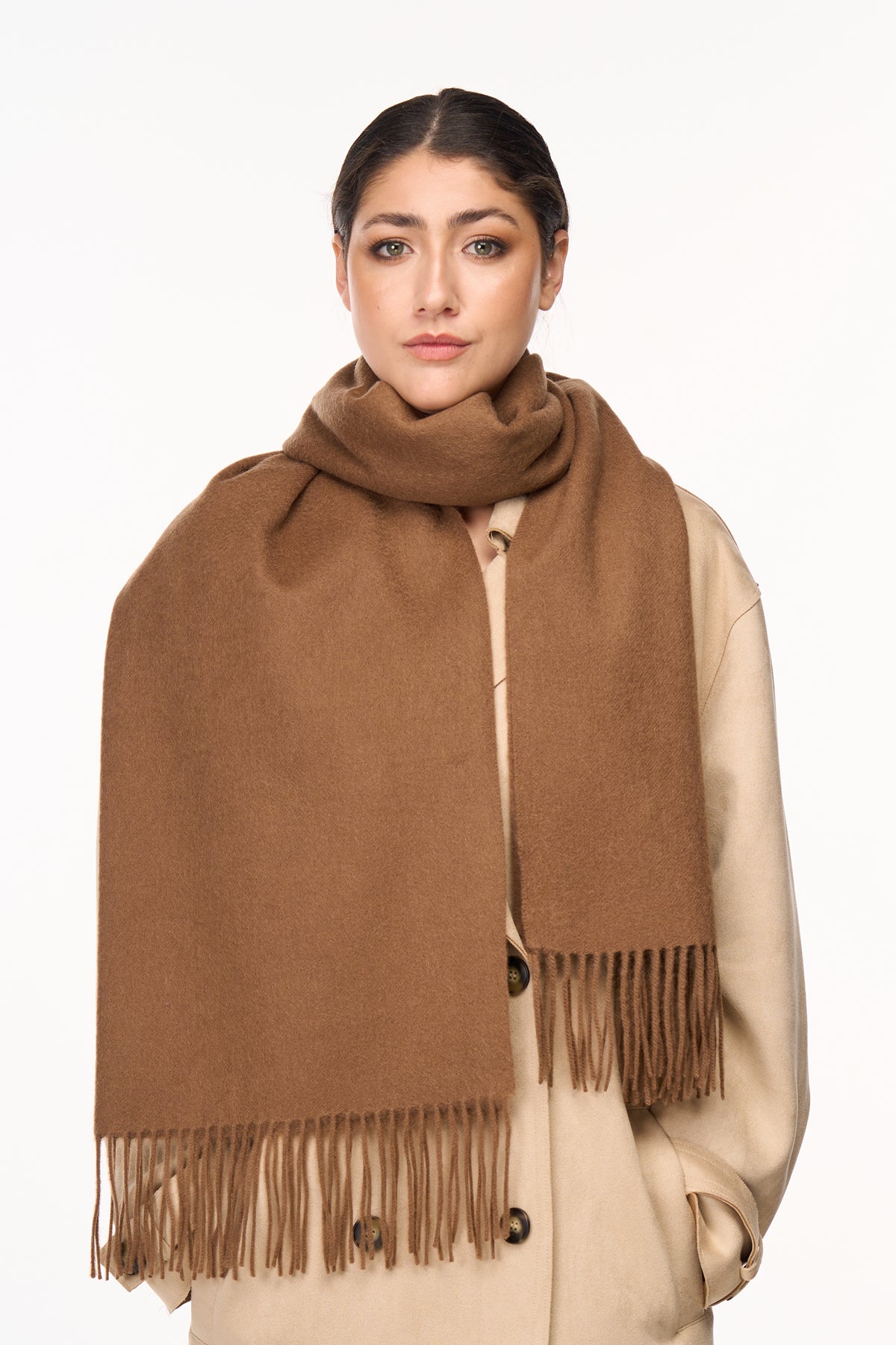 Plain Scarf Brown Oversized Wrap 100% Pure Lambswool