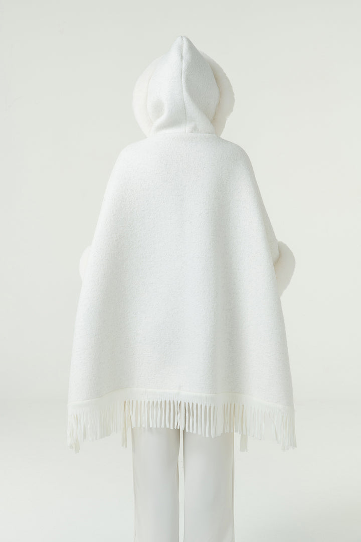 Women's Hooded Cape Exclusive Design - White – Edinburgh Cashmere