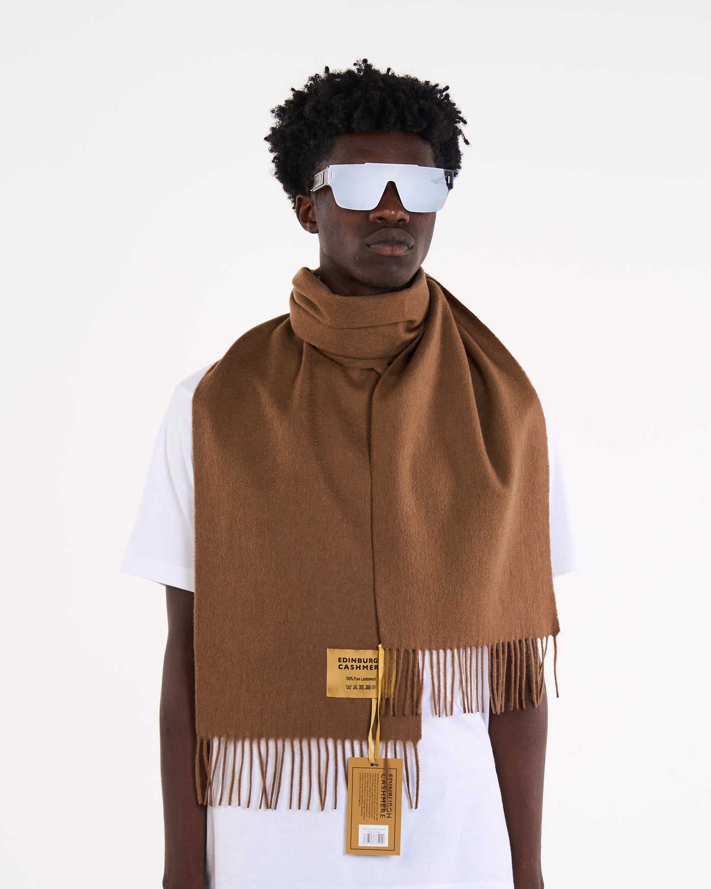 100% Pure Cashmere Scarf Brown - Small Size