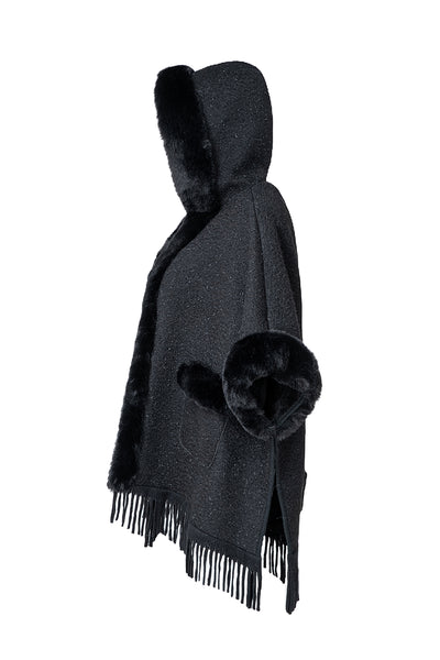 Women’s Hooded Cape Exclusive Design - Black