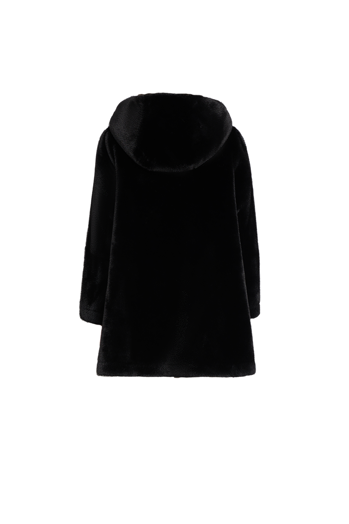 Women's Hooded Fur Short Coat Exclusive Design - Black