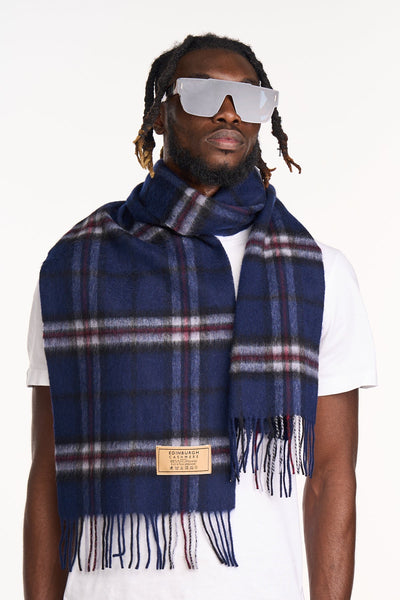 100% Pure Cashmere Scarf Thomson Navy Tartan