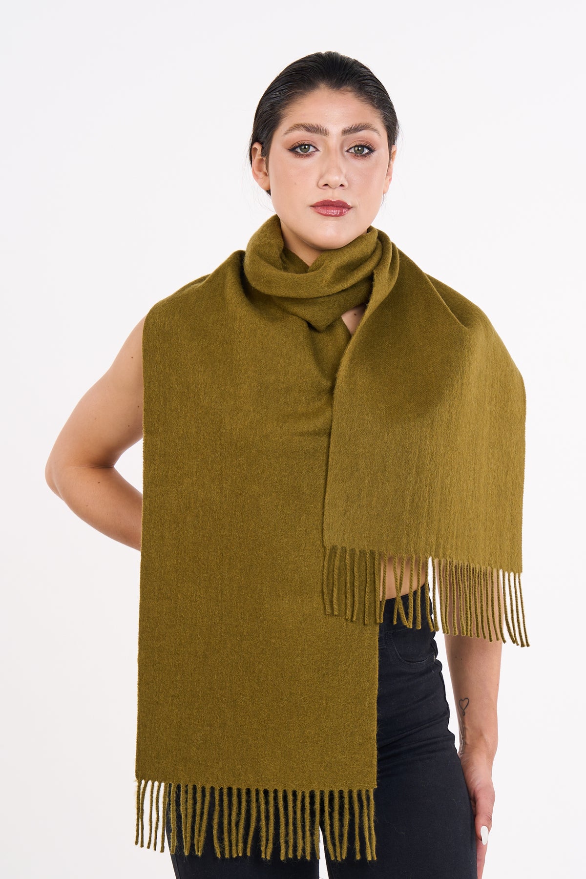 Scarf Plain Green 100% Pure Lambswool