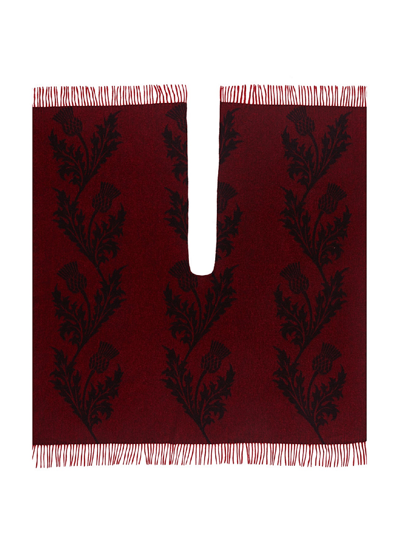 Cape Single Thistle Red Poncho 100% Pure Lambswool