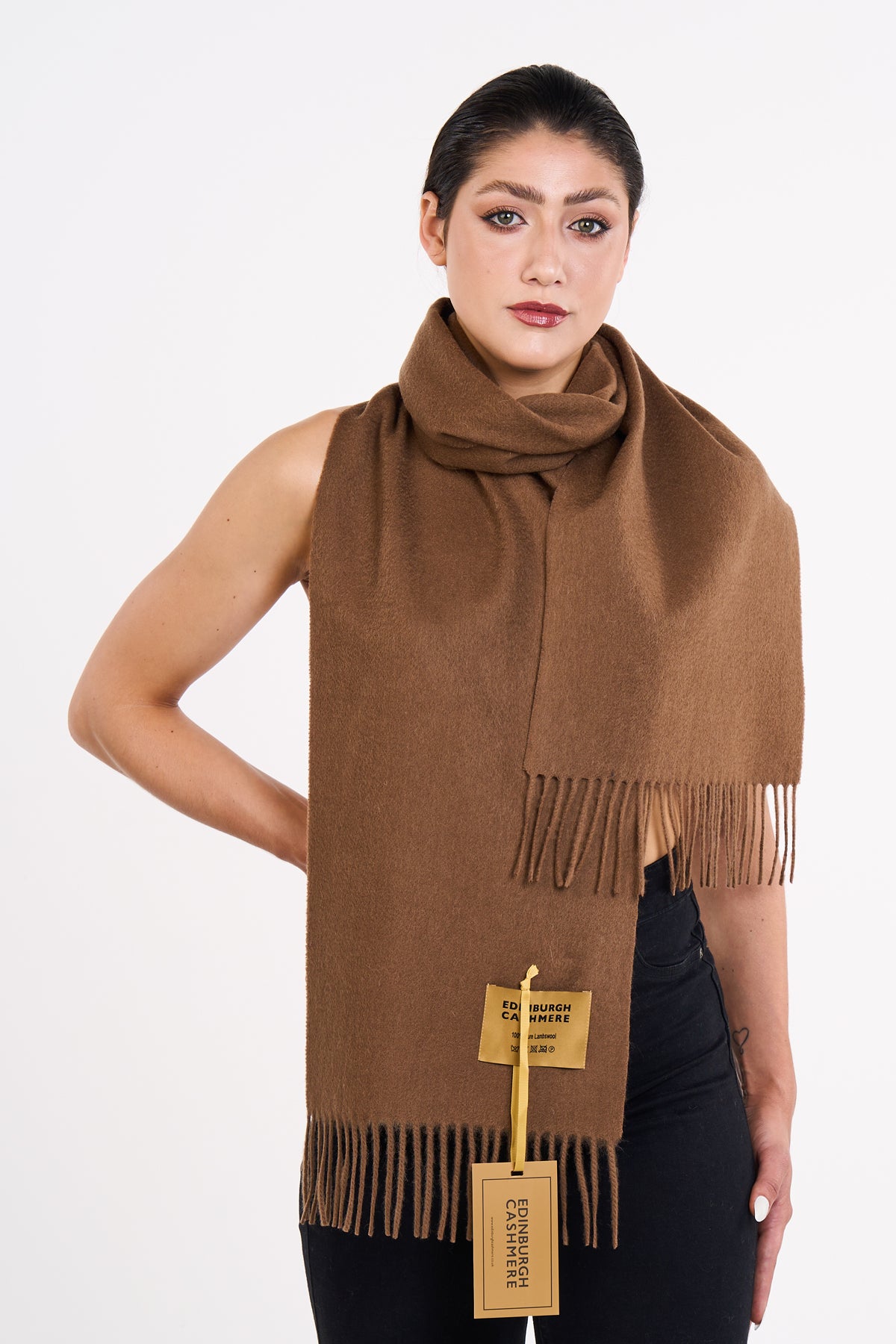 Scarf Plain Brown 100% Pure Lambswool