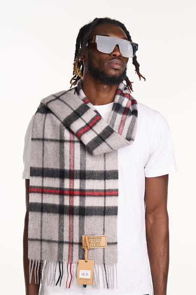 Scarf Tartan 100% Pure Lambswool Scottish Design Thomson Grey