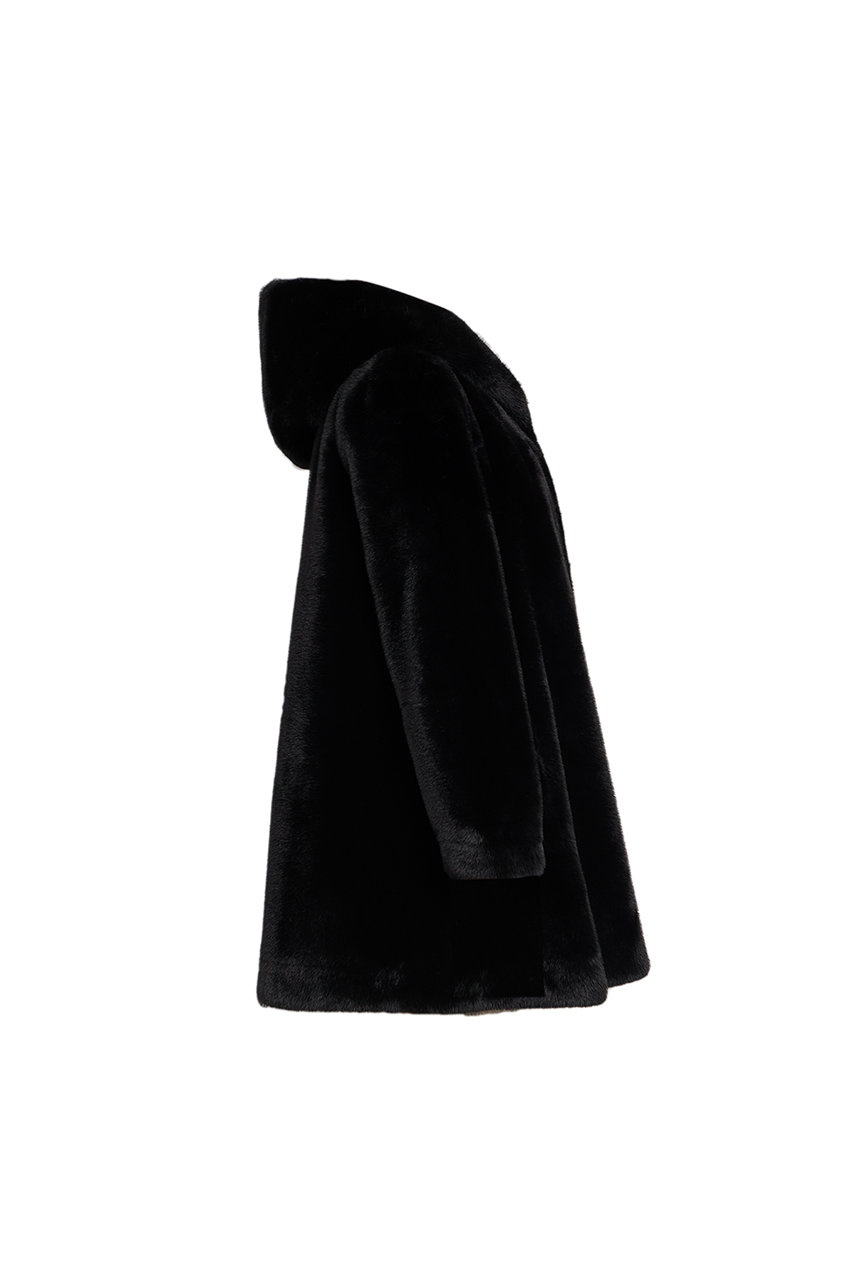 Women's Hooded Fur Short Coat Exclusive Design - Black