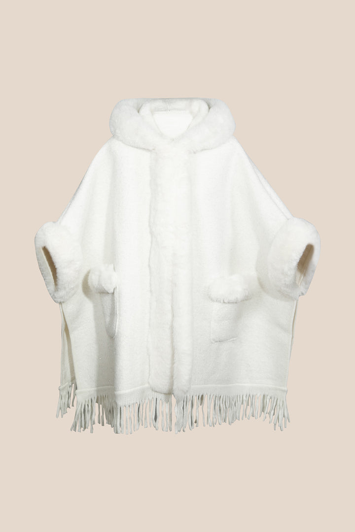 Women's Hooded Cape Exclusive Design - White – Edinburgh Cashmere