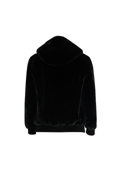 Men's Hooded Fur Jacket Exclusive Design - Black