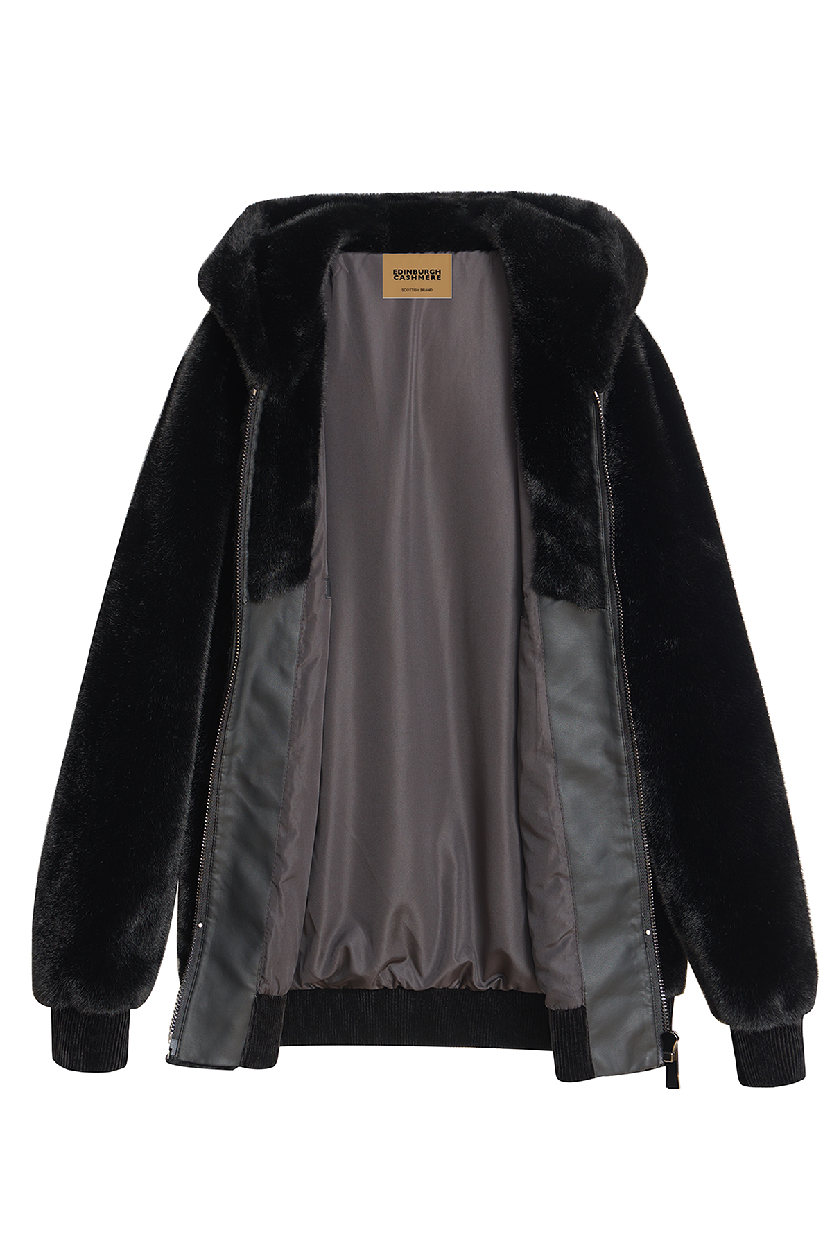 Men's Hooded Fur Jacket Exclusive Design - Black