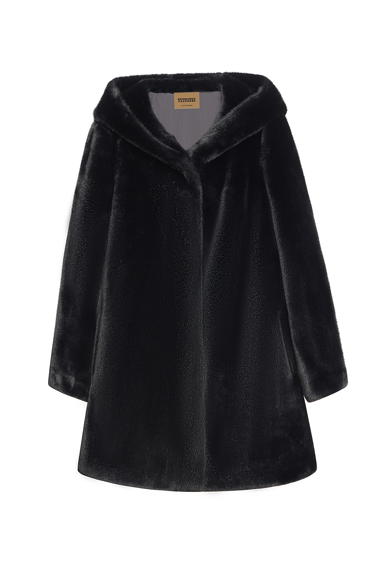 Women's Hooded Fur Short Coat Exclusive Design - Black