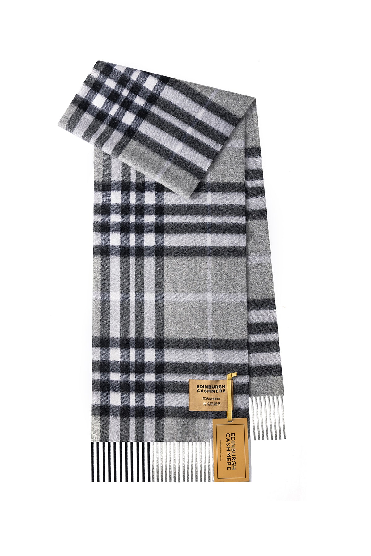 100% Pure Cashmere Designer Scarf Iconic DC Classic Grey