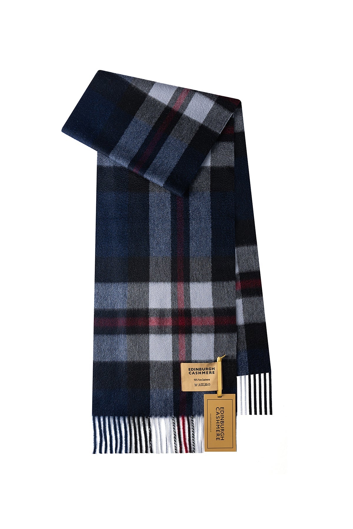100% Pure Cashmere Scarf Scottish Design Navy - Small Size