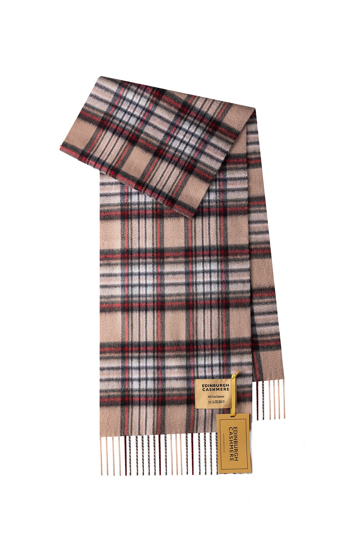 Scarf Stewart Camel Tartan 100% Pure Lambswool