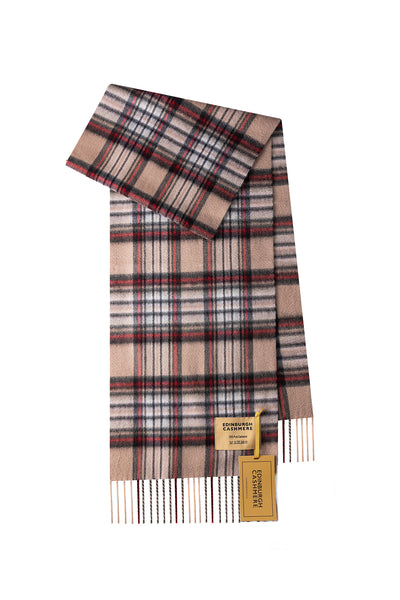 Scarf Stewart Camel Tartan 100% Pure Lambswool