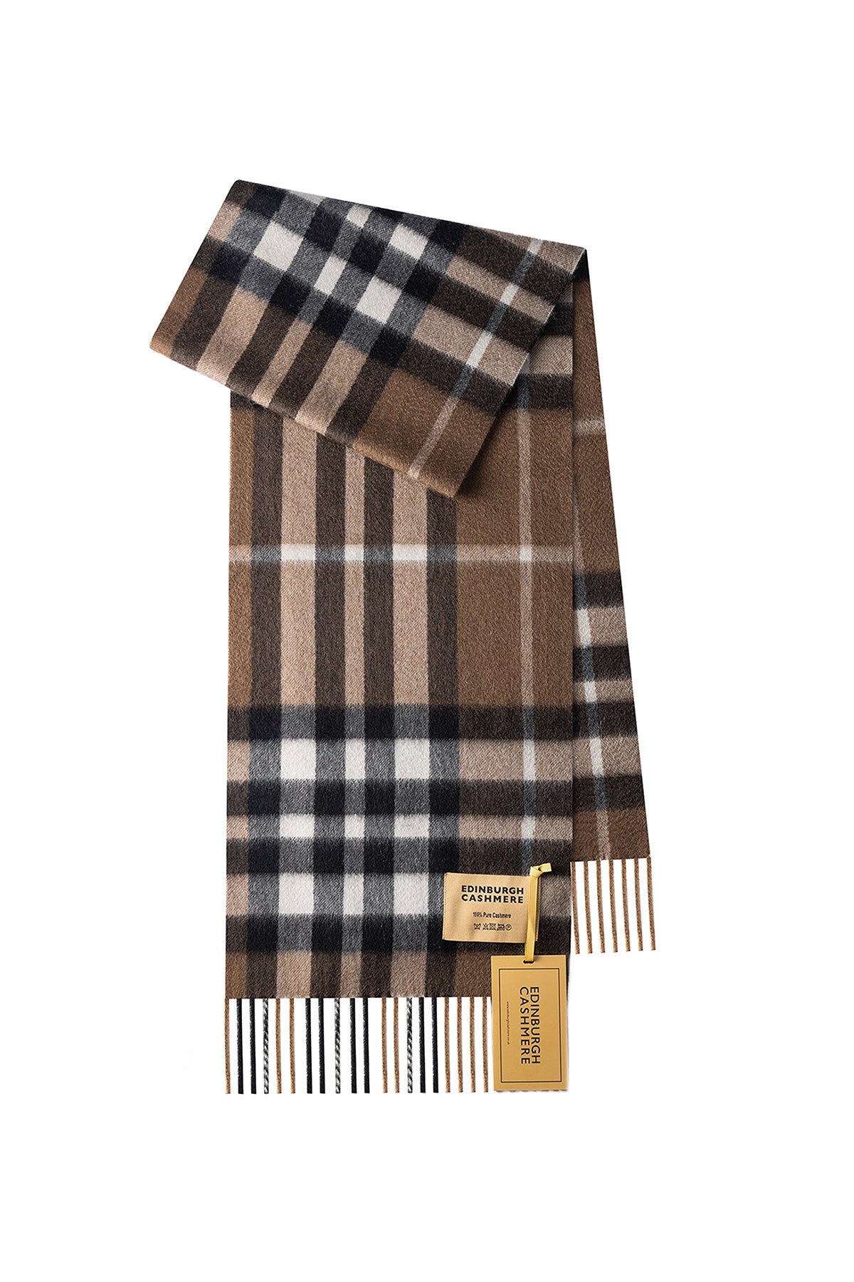 DC Check Cashmere Scarf Chocolate - Big Size