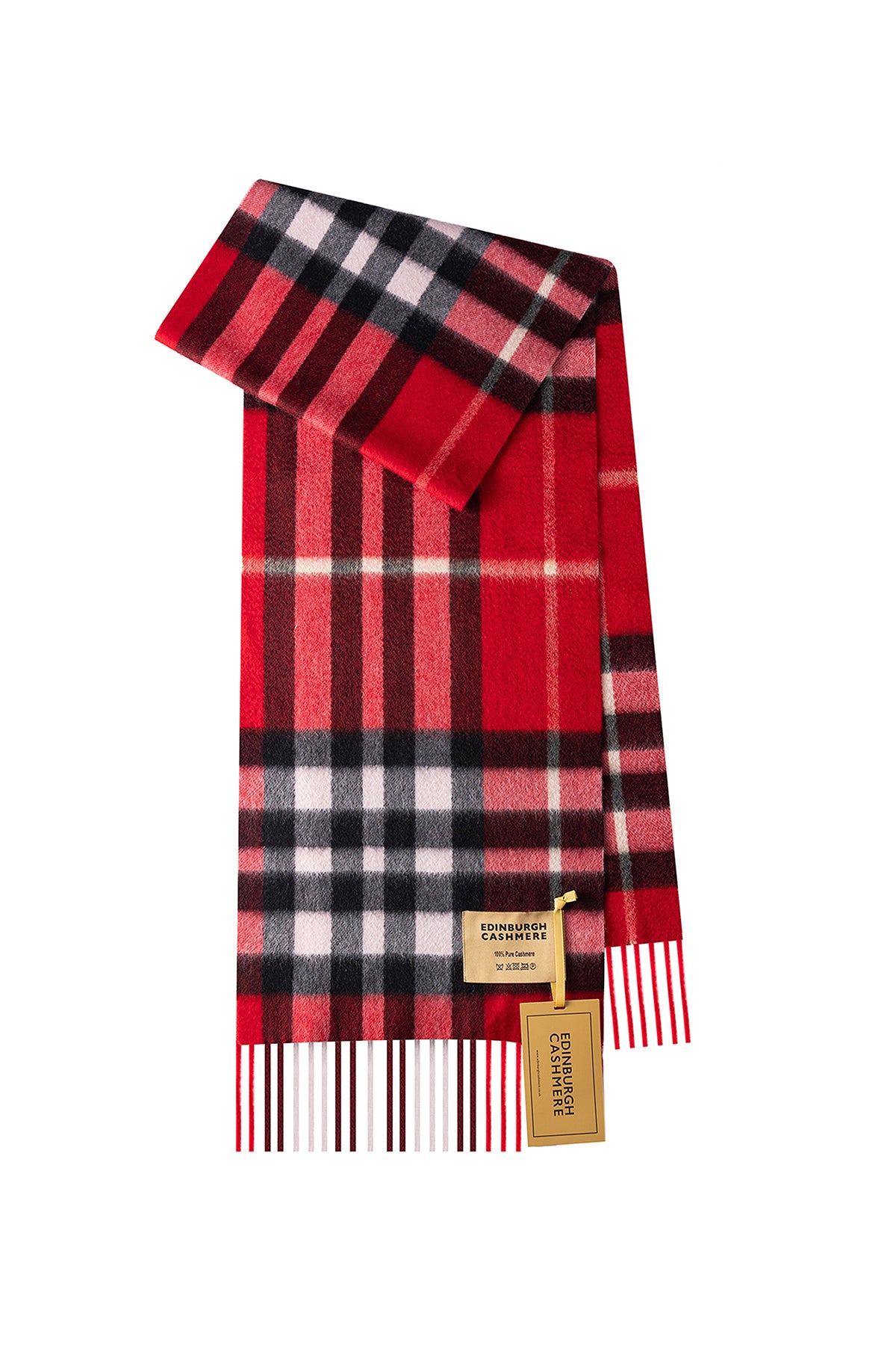 DC Check Cashmere Scarf Red - Big Size