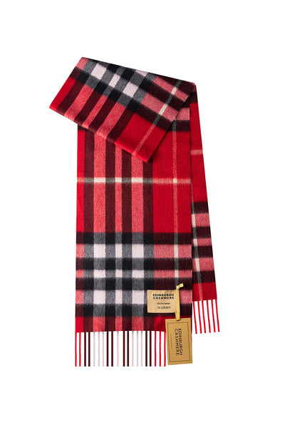 100% Pure Cashmere Children DC Check Scarf Check Scarf Red
