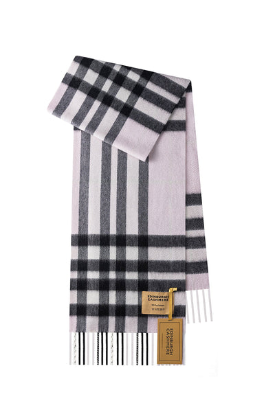 100% Pure Cashmere Children DC Check Scarf Light Pink
