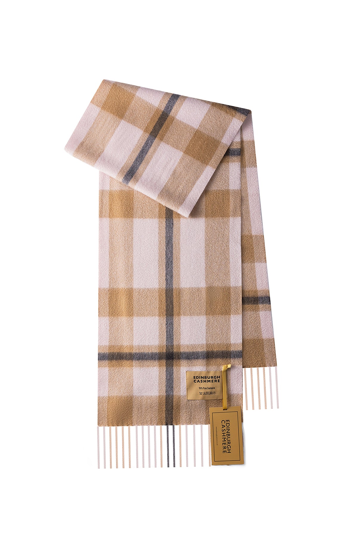 DC Scott Cashmere Scarf Camel and Black - Big Size