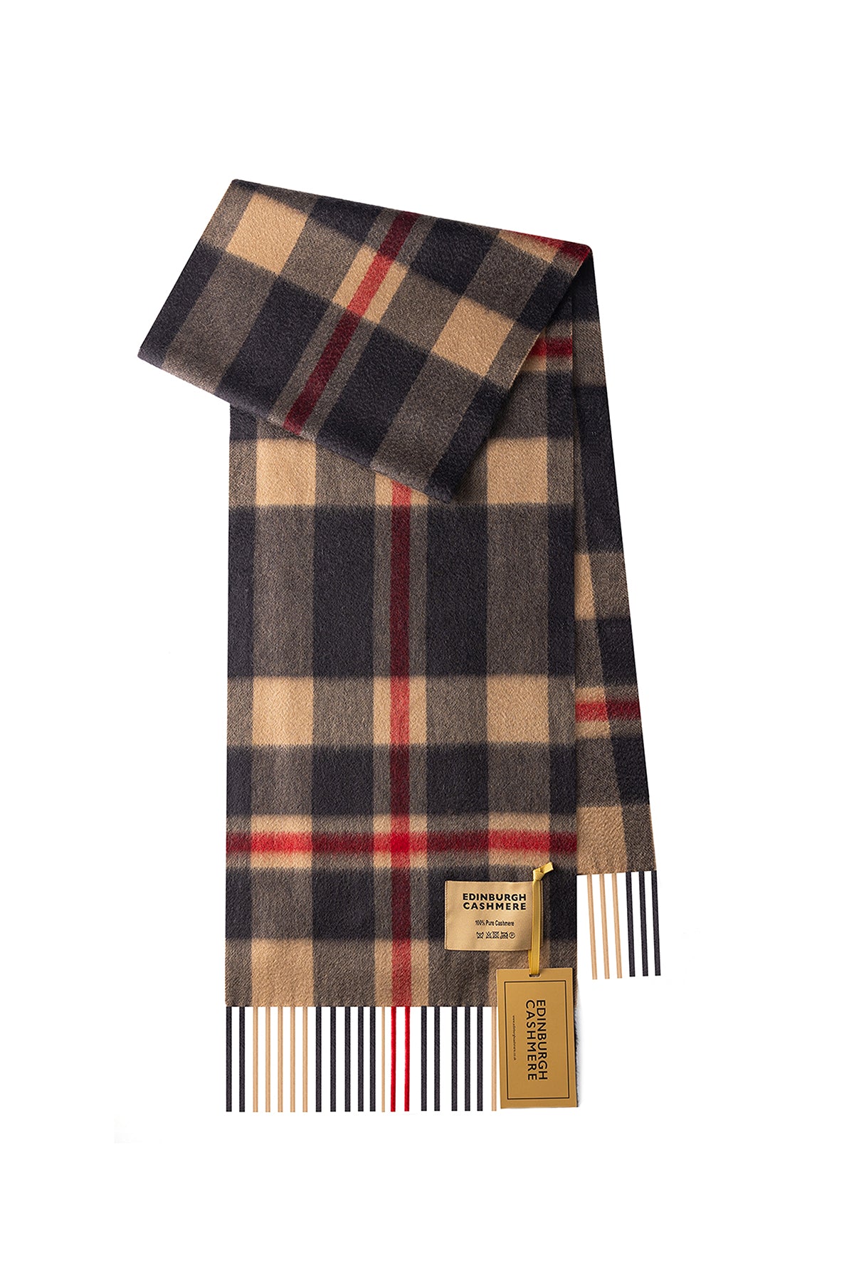 DC Scott Cashmere Scarf Camel and Black - Big Size
