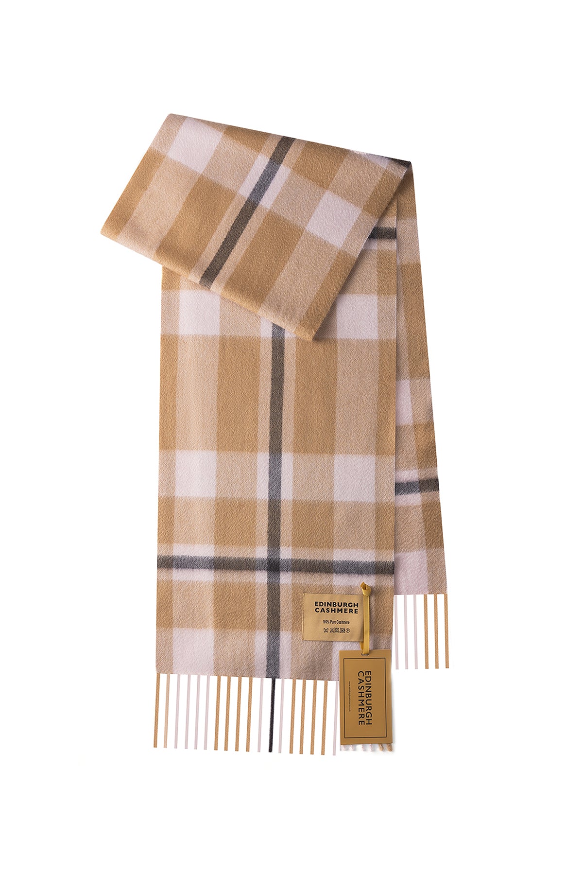 DC Scott Cashmere Scarf Camel and Black 3 - Big Size