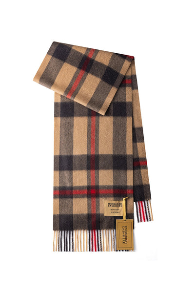 100% Pure Cashmere Children DC Scott Scarf Camel And Brown