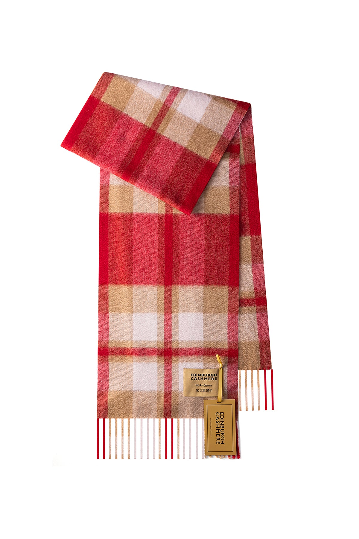 DC Scott Cashmere Scarf Red/Camel - Big Size