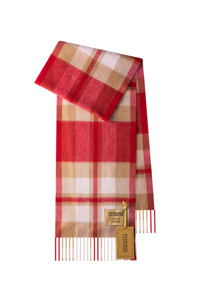 DC Scott Cashmere Scarf Red/Camel - Small Size