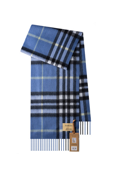 100% Pure Cashmere Designer Scarf Iconic DC Classic Blue