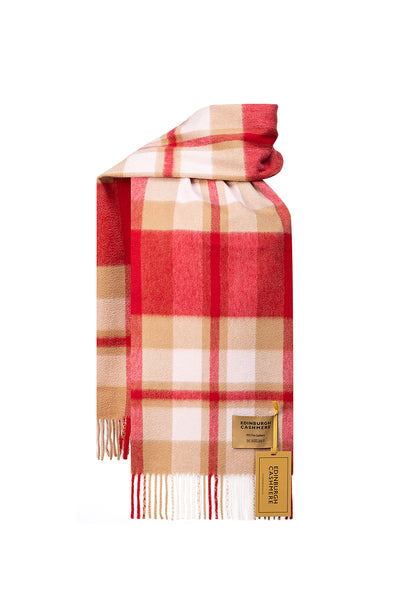 DC Scott Cashmere Scarf Red/Camel - Big Size