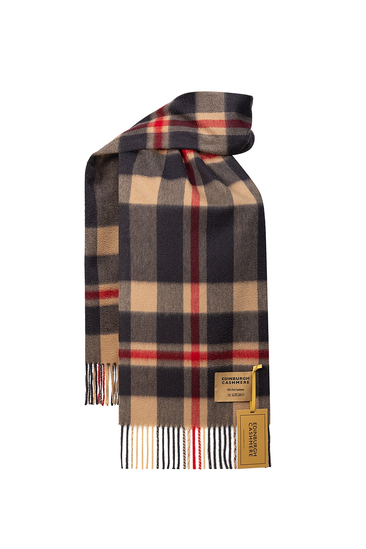 DC Scott Cashmere Scarf Camel and Black - Big Size