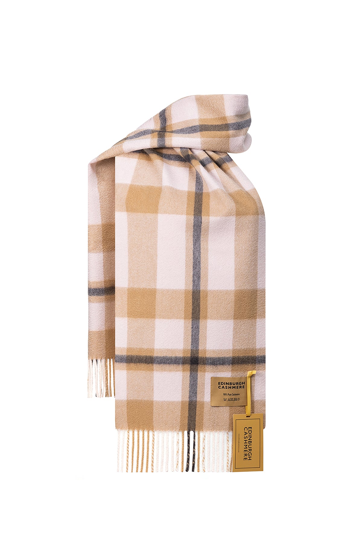 DC Scott Cashmere Scarf Camel and Black - Big Size