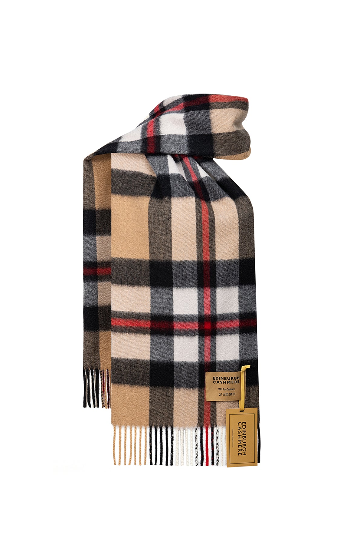 DC Scott Cashmere Scarf Camel and Black - Big Size