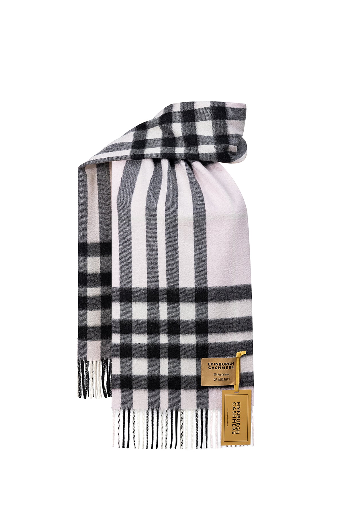 DC Check Cashmere Scarf Light Pink - Big Size